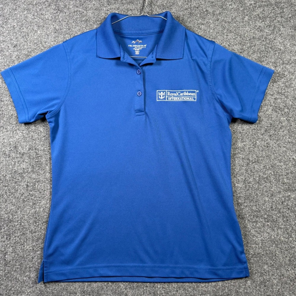 Royal Caribbean Tri-Mountain Polo Shirt Womens XS Blue Performance Short Sleeve